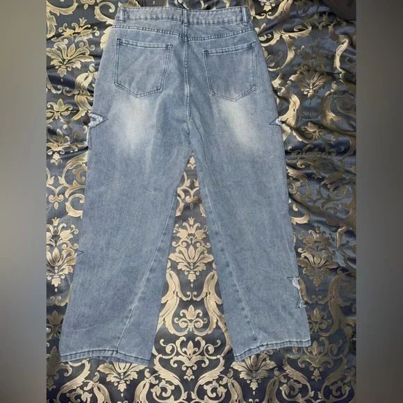 vintage y2k grunge star high waisted jeans size 28 M cute light wash denim pants - Picture 3 of 4